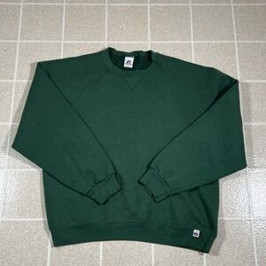 Russell Athletic Sweatshirt Men's Large Forest Green Crew Neck Vintage 90s Blank